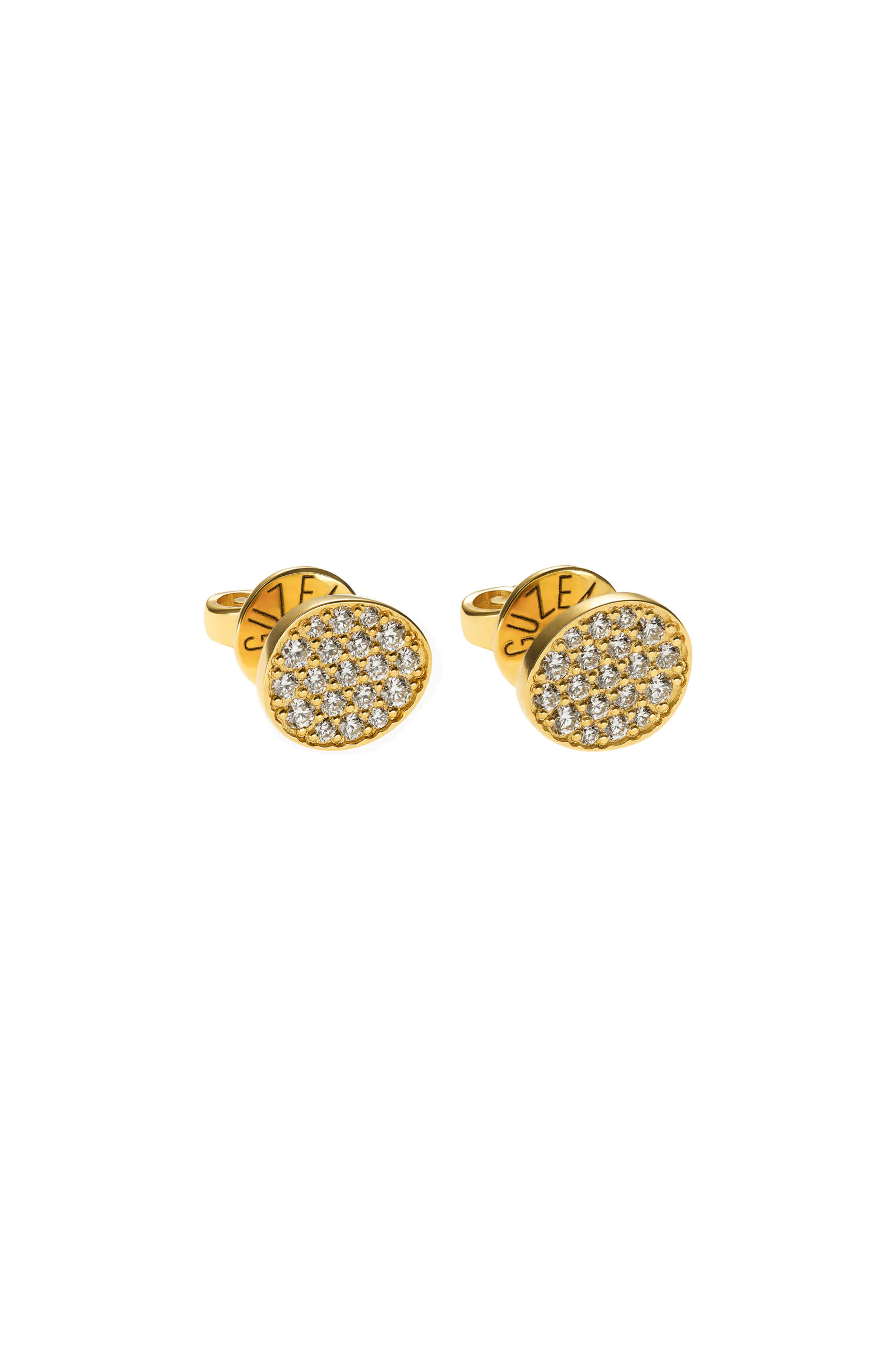 Earrings Flat Earrings, diamonds, 8 mm, yellow gold for a unique and sophisticated look