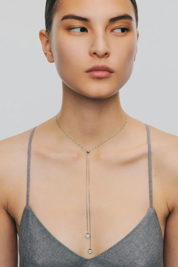 Exclusive Necklaces Flat Tie Necklace, diamonds, white gold from Guzema