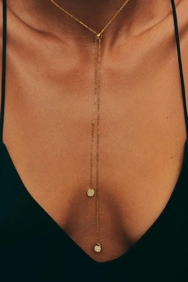 Exclusive Necklaces Flat Tie Necklace, diamonds, yellow gold from Guzema