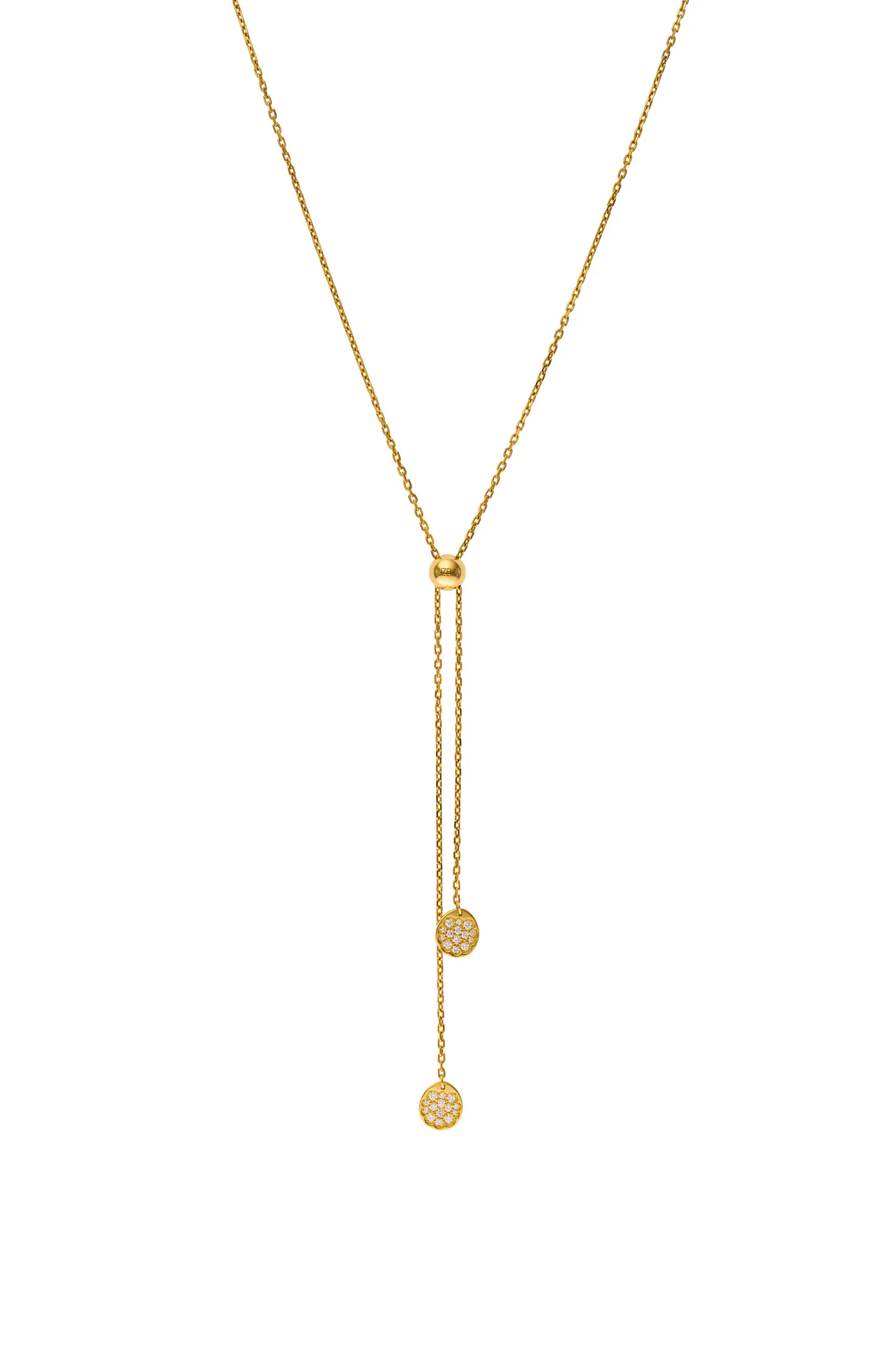 Flats Tie Necklace, diamonds, yellow gold