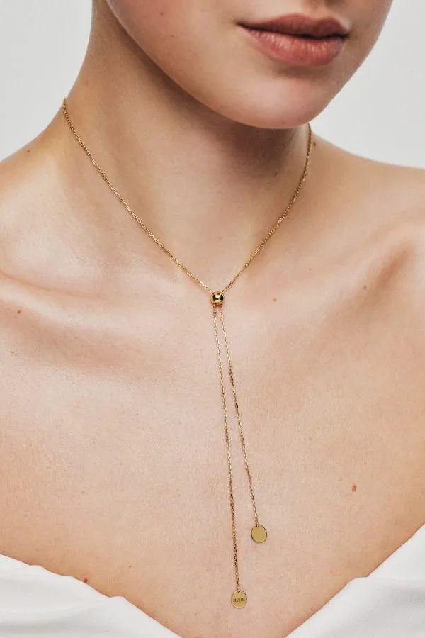 Necklaces Flat Tie Necklace, yellow gold with fast delivery from Guzema