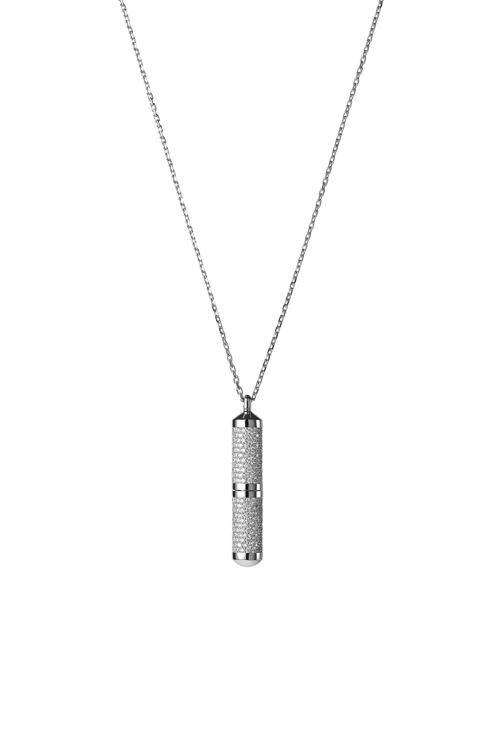 Necklaces Mini Capsule Necklace, diamonds, white gold with fast delivery from Guzema