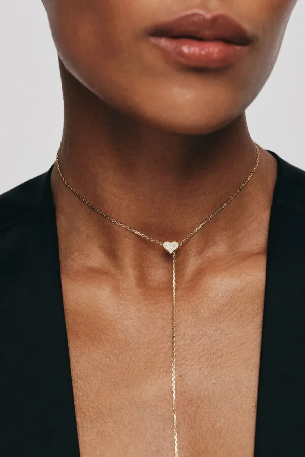 Custom Necklaces Heart Transformer Necklace, diamonds, yellow gold for a luxurious style
