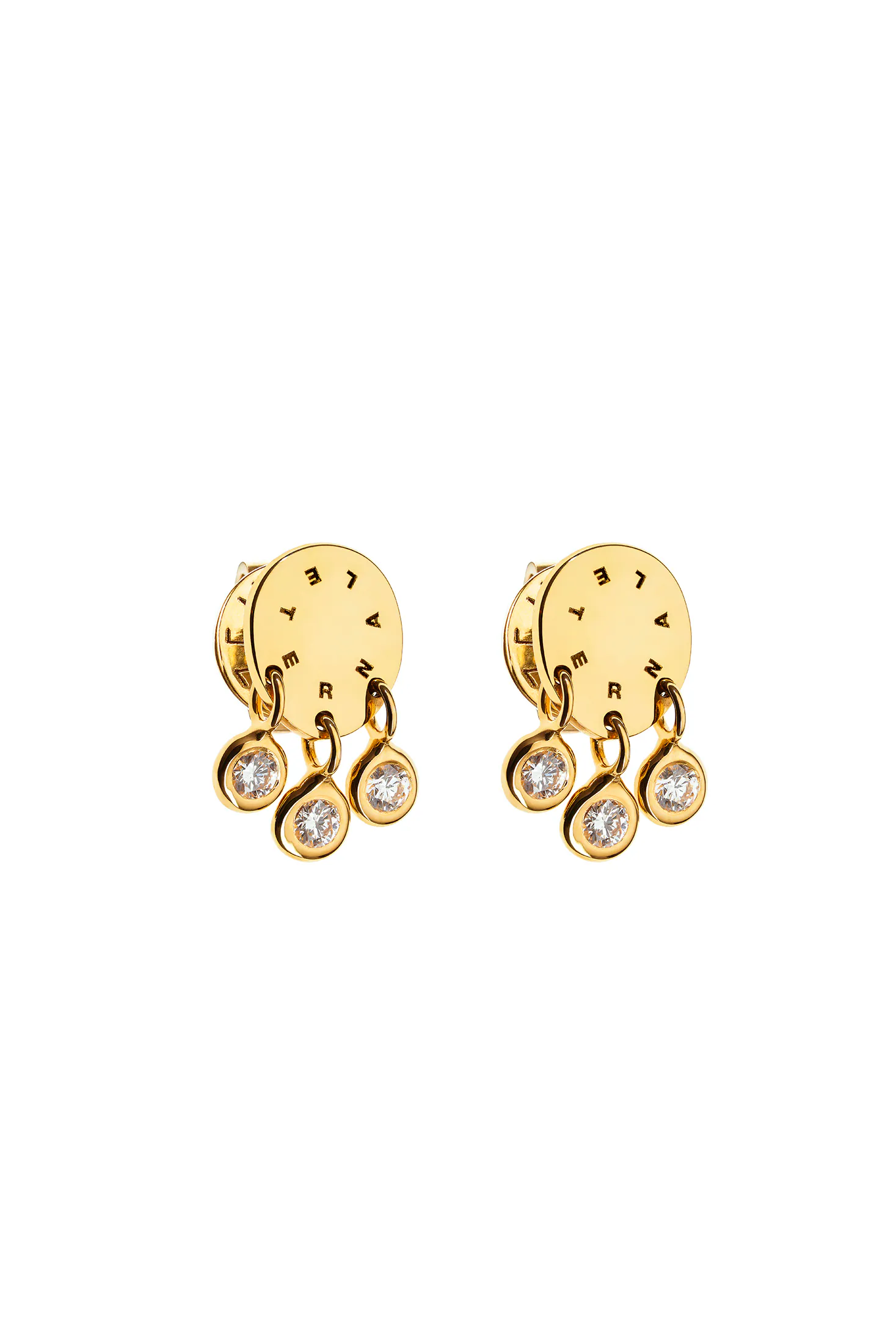 Earrings Trio Diamonds Eternal Earrings, yellow gold with timeless design by Guzema