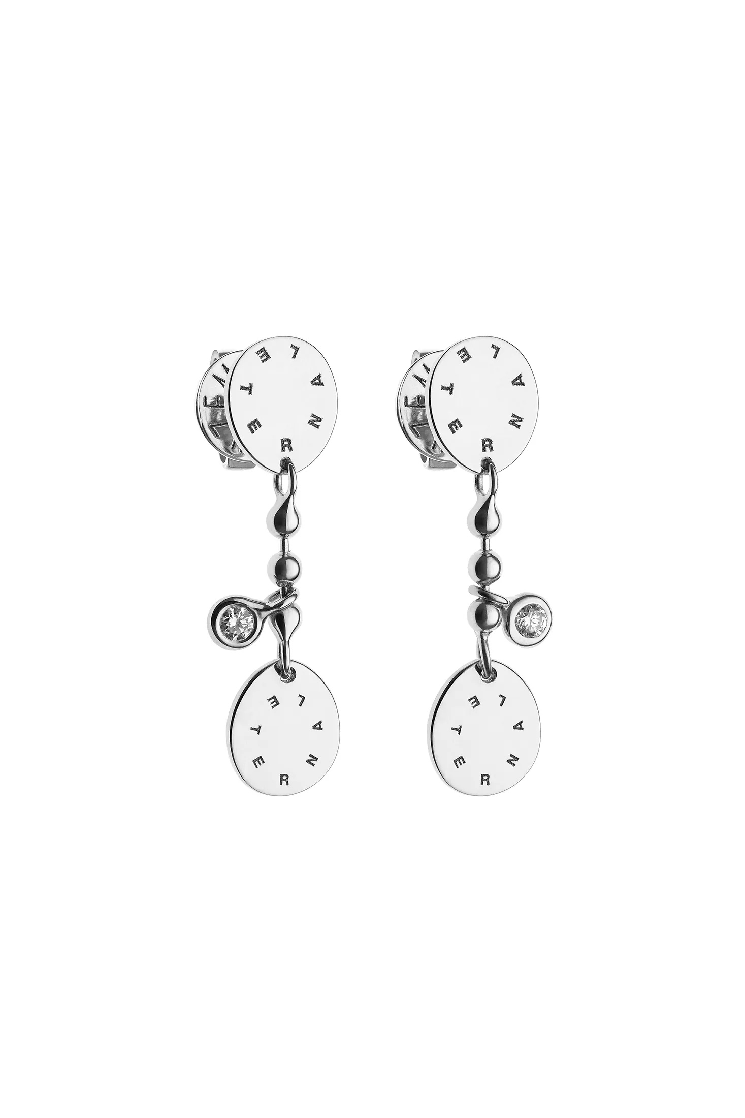 Earrings Duo Flat Eternal Earrings, diamonds, white gold with timeless design by Guzema