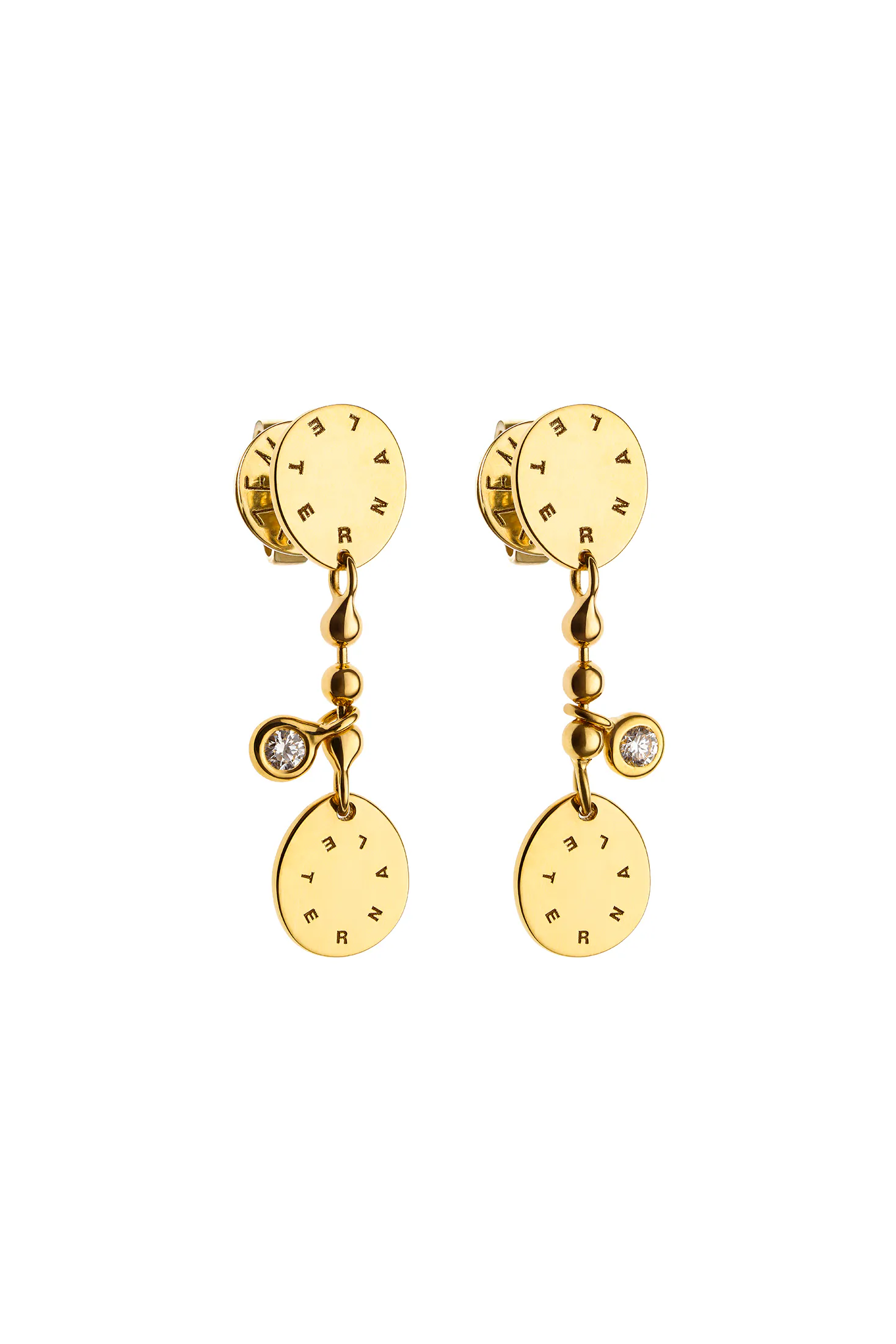 Earrings Duo Flat Eternal Earrings, diamonds, yellow gold for a unique and sophisticated look