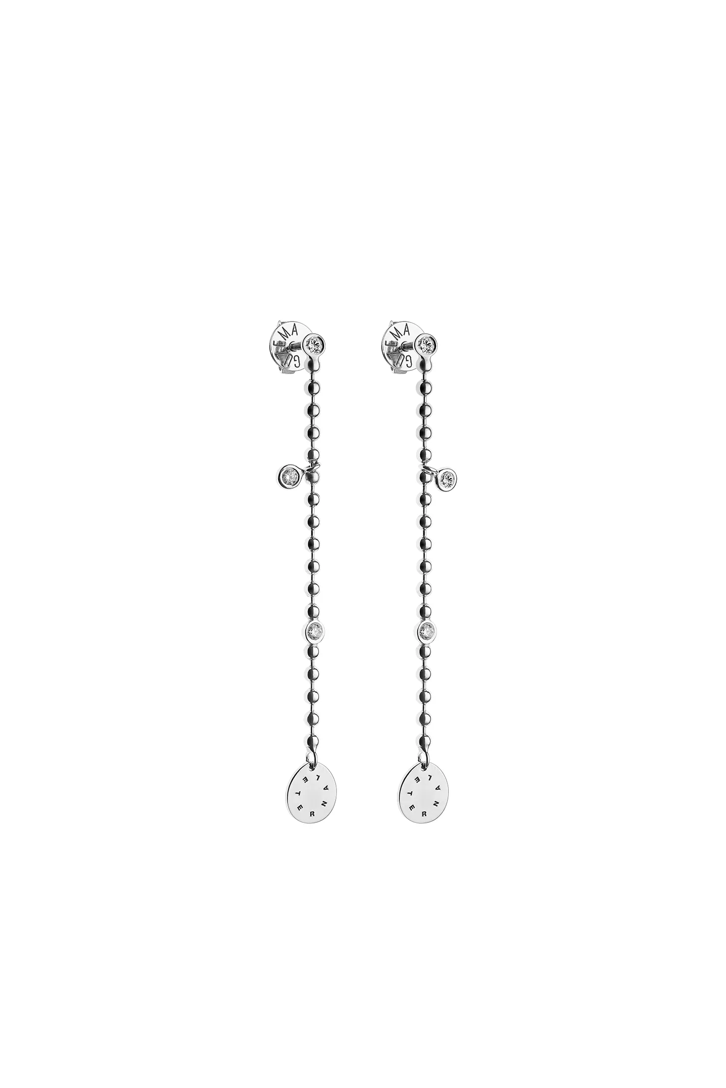 Earrings Solo Chain Eternal Earrings, diamonds, white gold with timeless design by Guzema