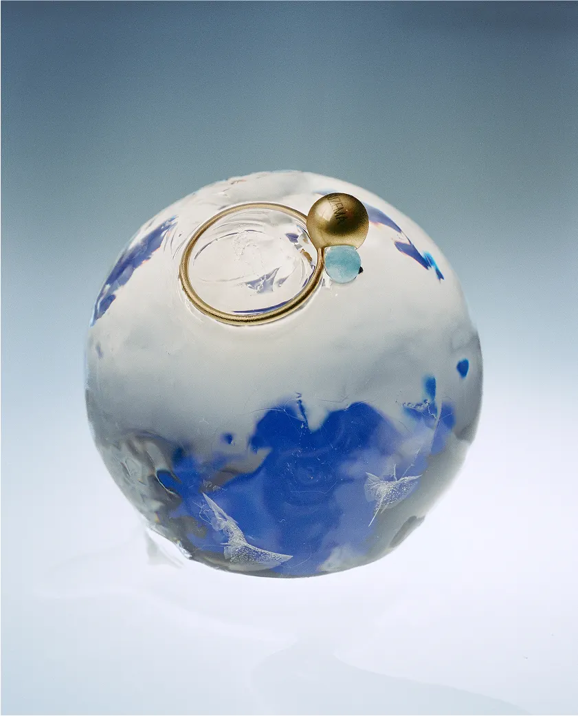 Rings Celestial Blue Ring, yellow gold with luxury craftsmanship from Guzema