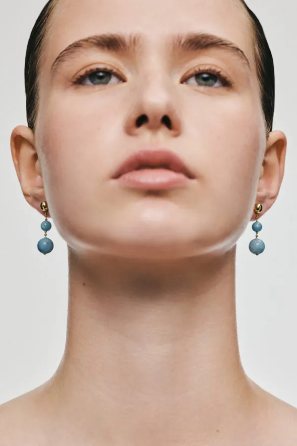 Earrings Celestial Blue Drop Earrings, yellow gold for a unique and sophisticated look