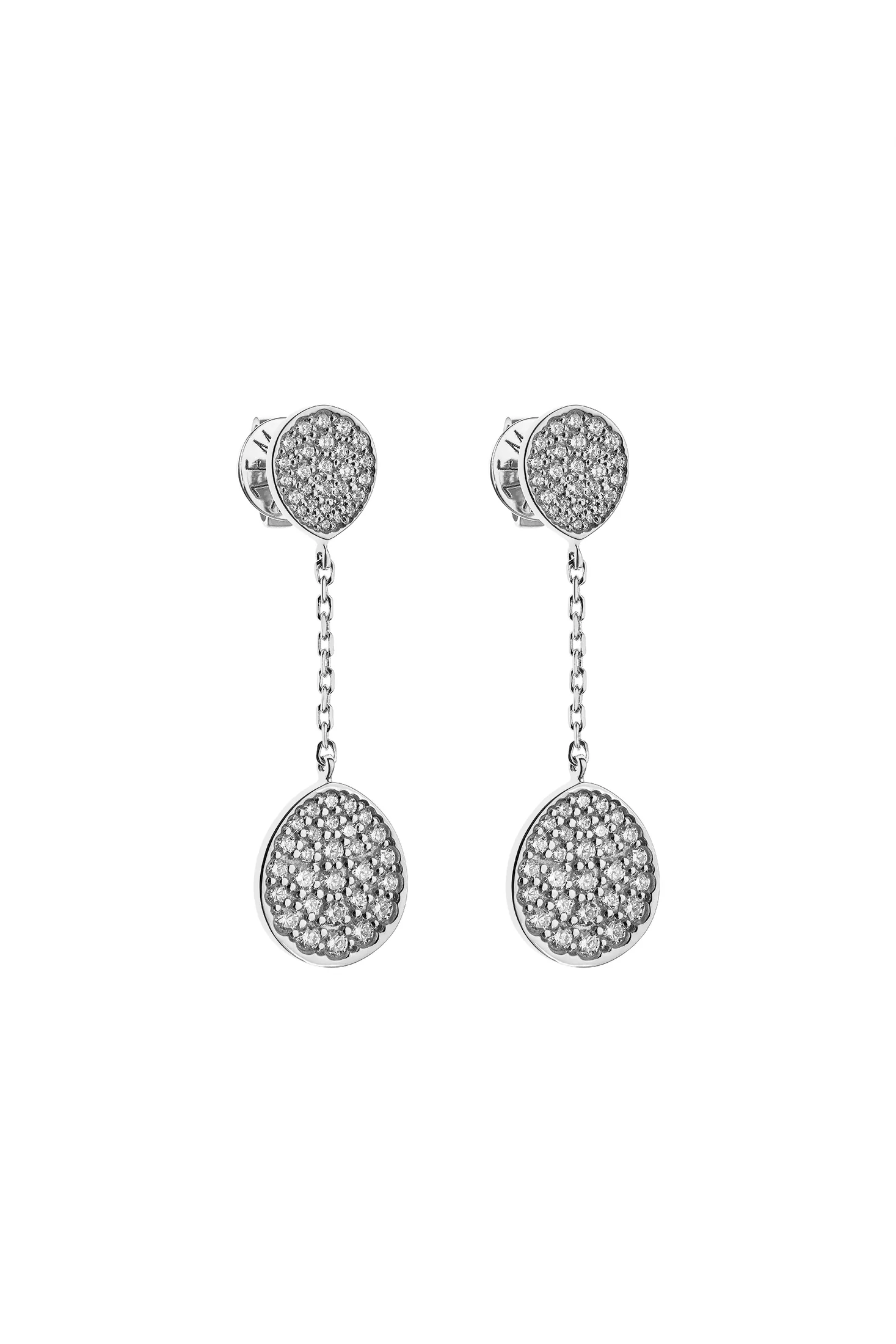 Earrings Flat Drop Earrings, diamonds, white gold for a unique and sophisticated look