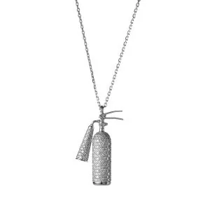 Bold Extinguisher Pendant, with diamonds, white gold