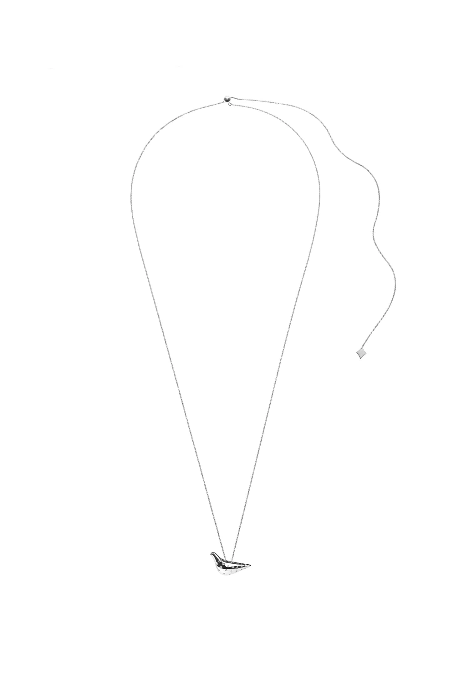 Custom Necklaces Bird Girl Pendant with Diamonds, white gold for a luxurious style