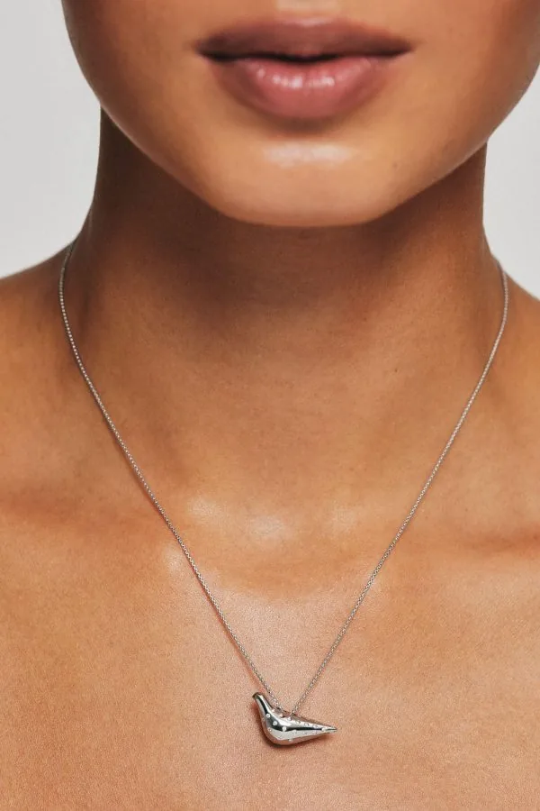 Exclusive Necklaces Bird Girl Pendant with Diamonds, white gold from Guzema