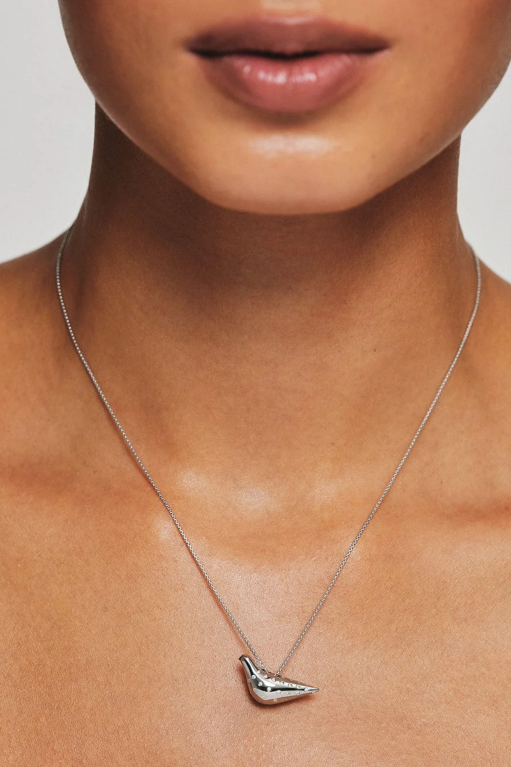 Exclusive Necklaces Bird Girl Pendant with Diamonds, white gold from Guzema
