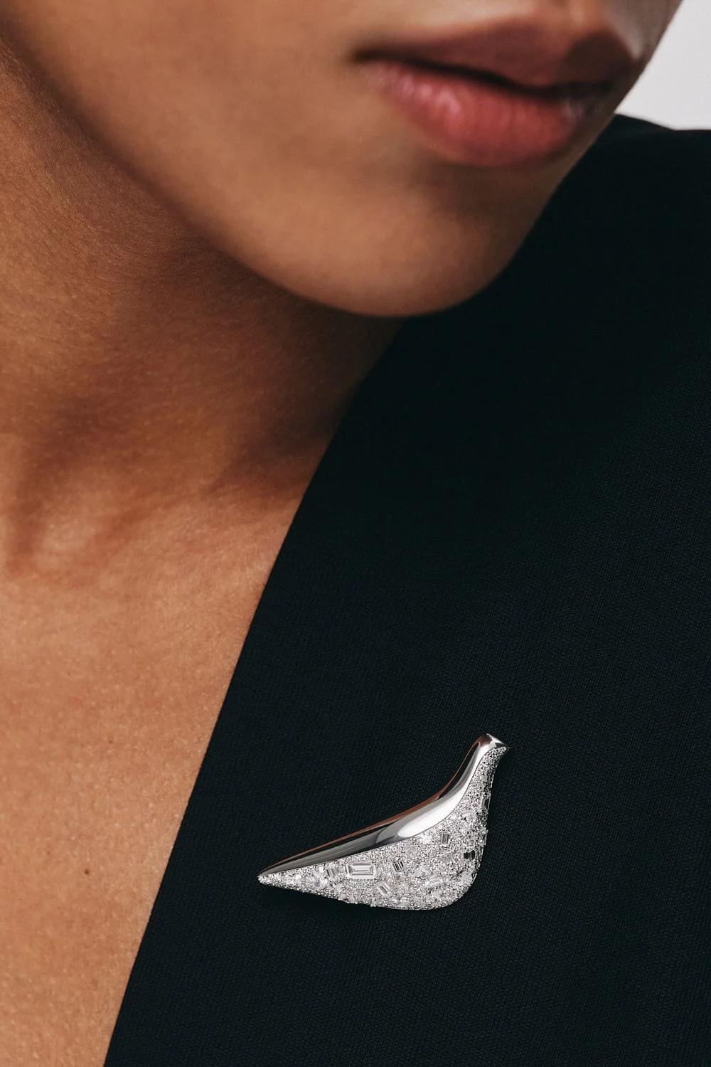 Brooches Bird Girl Brooch, diamonds, white gold with unique touch available online