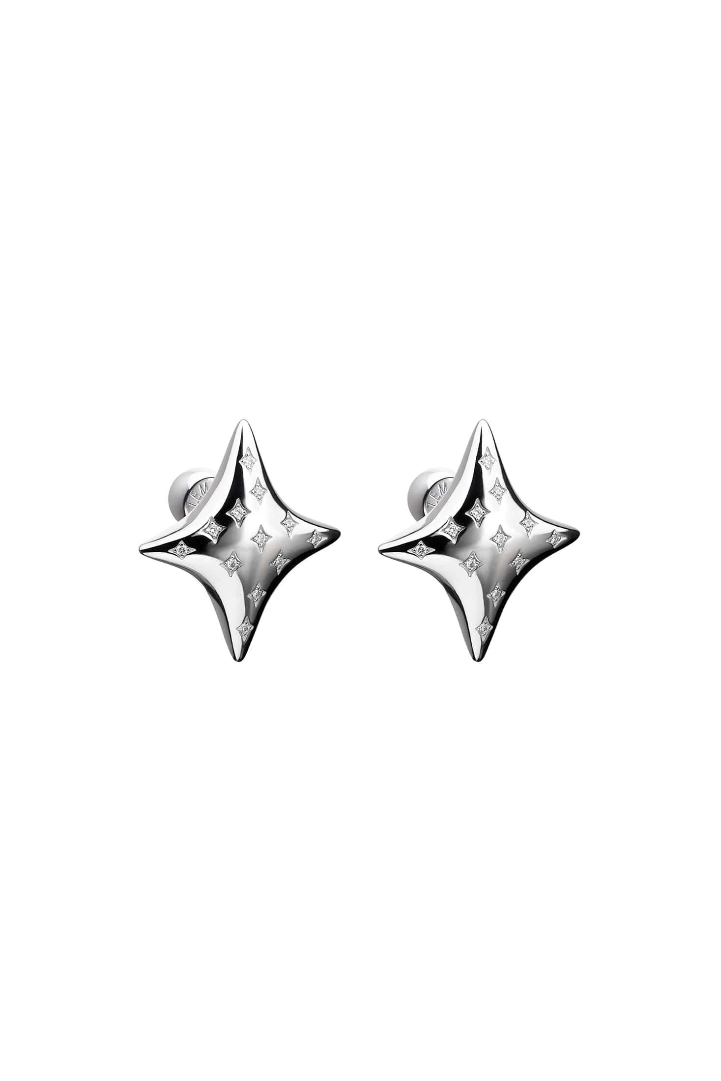 Earrings Cluster Star Stud Earrings, diamonds, white gold for stylish and elegant looks