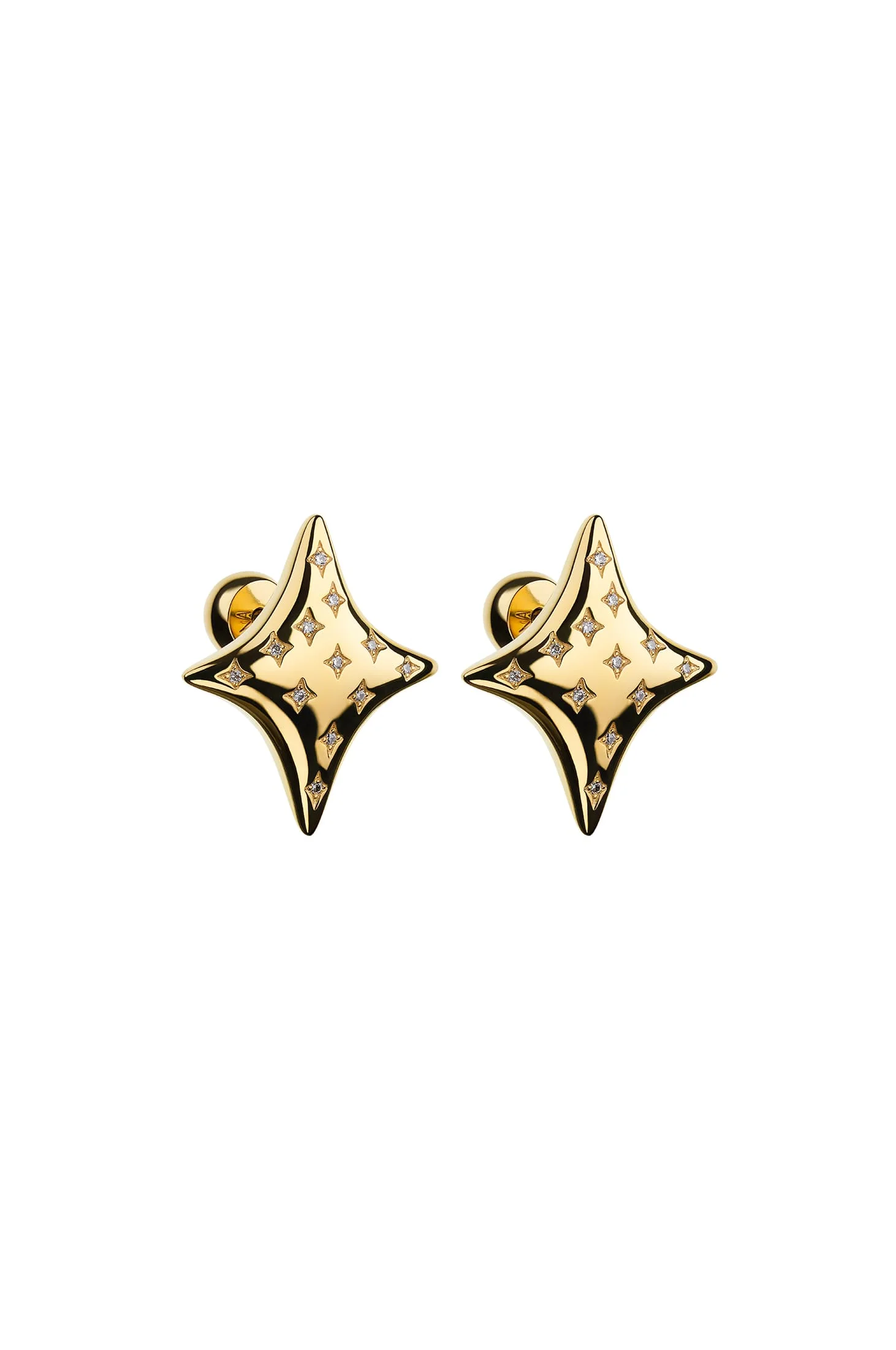 Earrings Cluster Star Stud Earrings, diamonds, yellow gold for a unique and sophisticated look