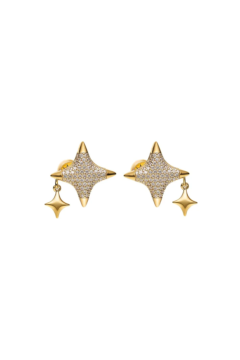 Earrings Star Charm Stud Earrings, diamonds, yellow gold for stylish and elegant looks