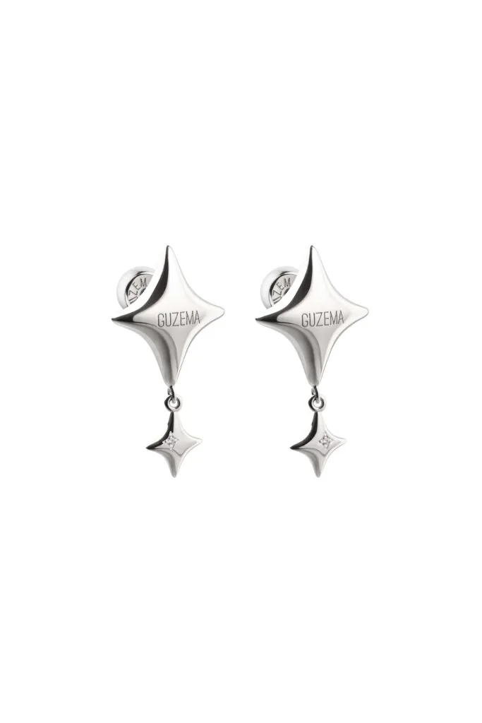 Star Drop Earrings with a diamond