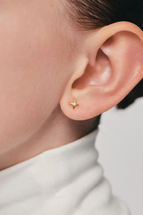 Earrings Mini Star Stud Earrings, yellow gold for a unique and sophisticated look