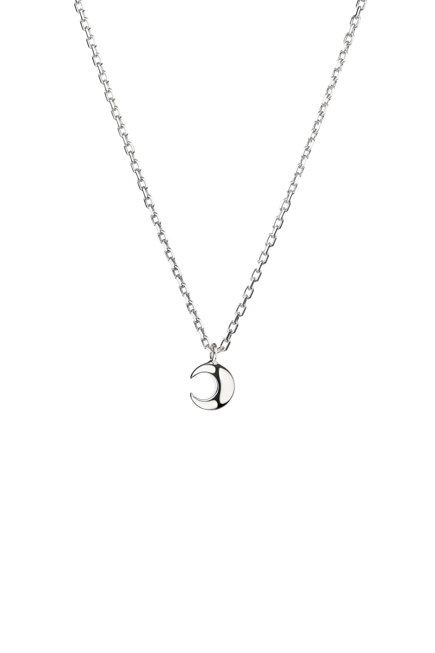 Custom Necklaces Mini Moon Pendant, white gold for a luxurious style