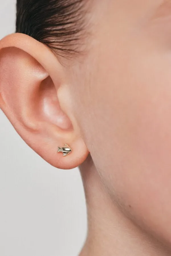 Earrings Fish Stud Earrings, white gold for a unique and sophisticated look