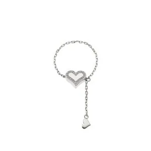 Heart Transformer Ring with Diamond Outline, white gold