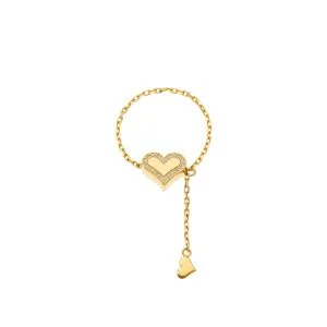Heart Transformer Ring with Diamond Outline, yellow gold