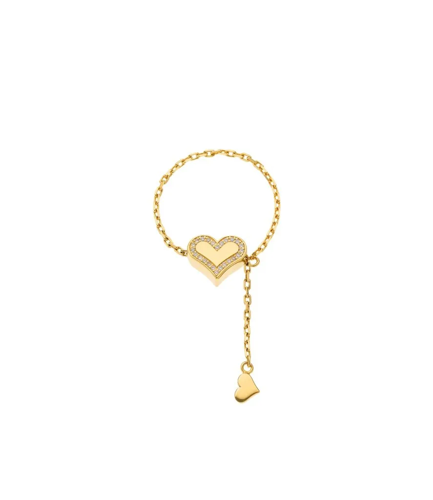 Heart Transformer Ring with Diamond Outline