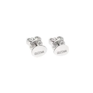 Flat Stud Earrings, 8 mm, white gold