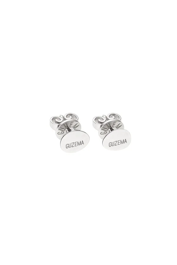Earrings Flat Stud Earrings, 8 mm, white gold with timeless design by Guzema