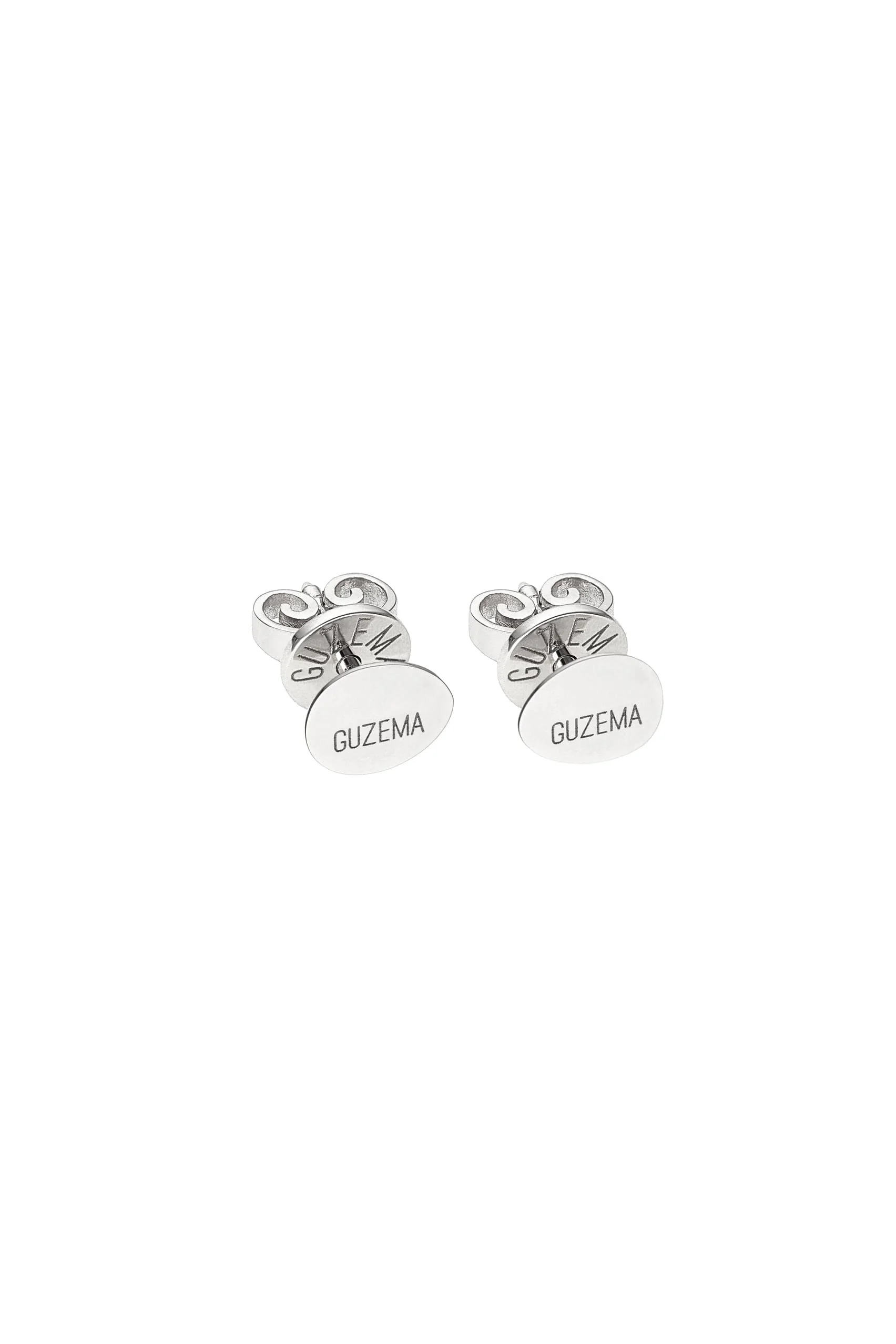 Earrings Flat Stud Earrings, 8 mm, white gold with timeless design by Guzema