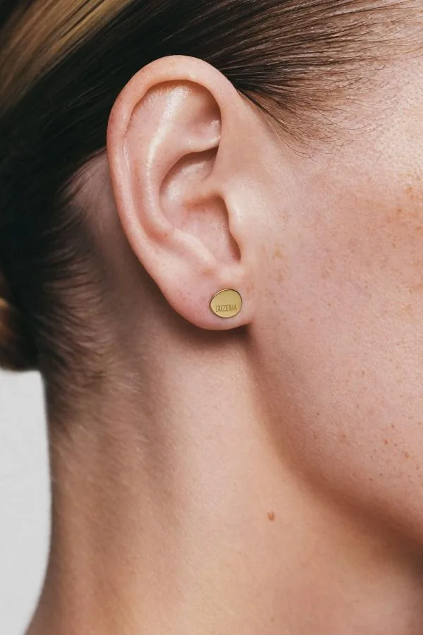 Earrings Flat Earrings, 8 mm, yellow gold for stylish and elegant looks