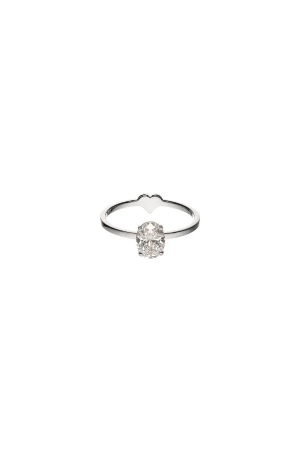 Rings Oval Diamond Ring, 1 ct diamond, white gold with luxury craftsmanship from Guzema