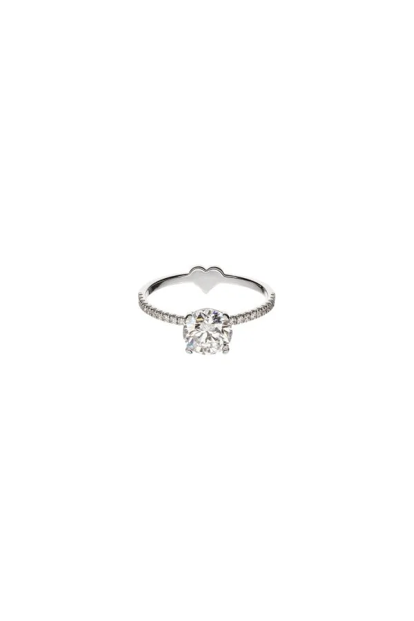 Rings Round Diamond Ring with Pavé Band, 1 ct diamond, white gold with modern design available now