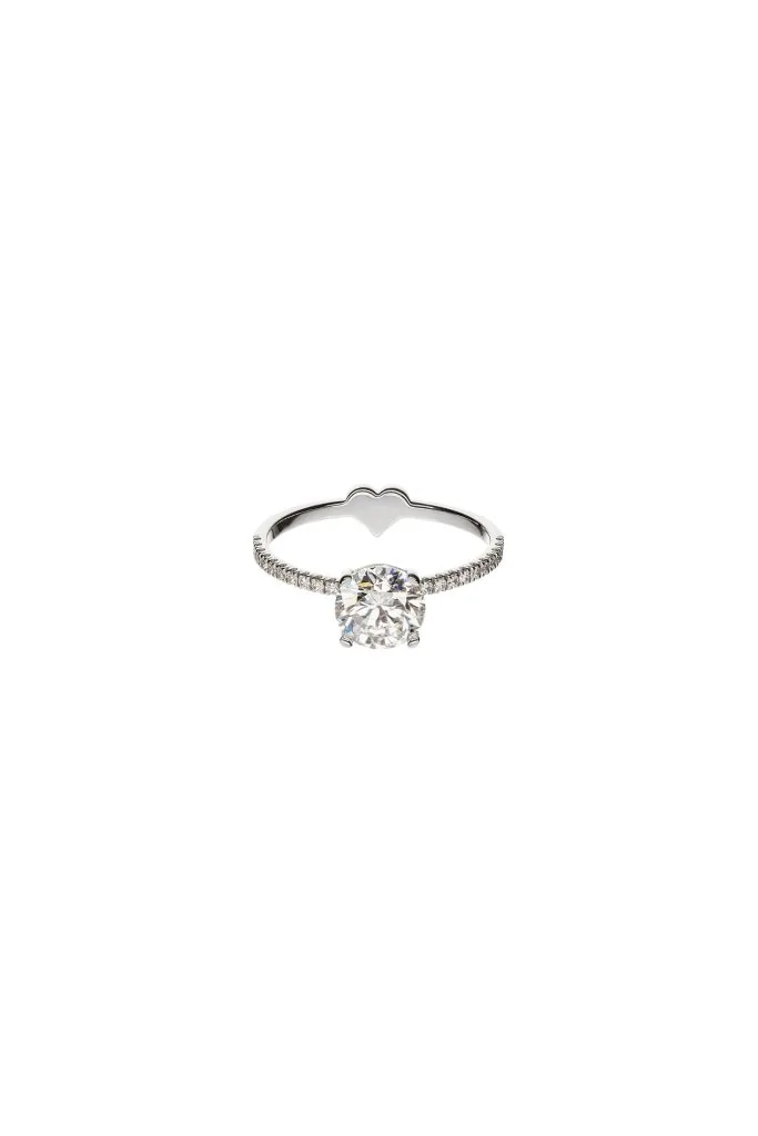 Round Diamond Ring with Pavé Band