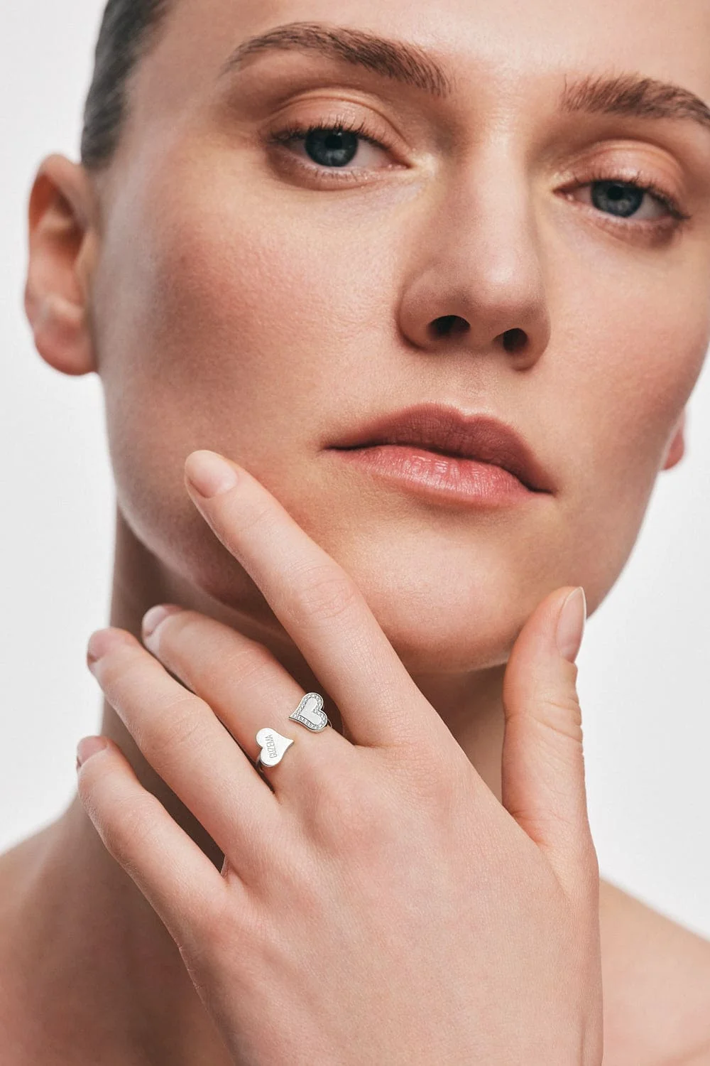 Rings Duo Heart Ring with Diamond Outline, white gold available online with expert craftsmanship