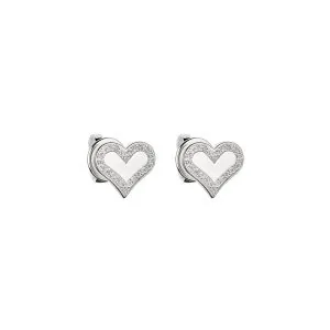 Heart Earrings with Diamond Outline, white gold