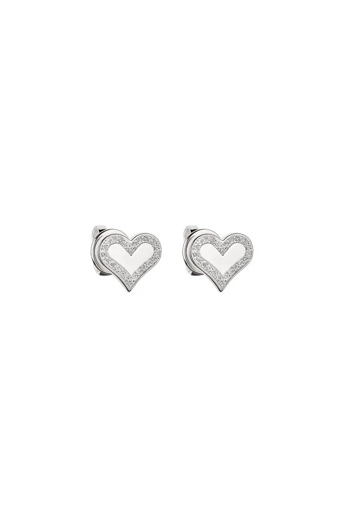 Heart Earrings with Diamond Outline