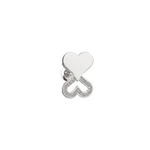 Duo Heart Brooch with Diamond Outline, white gold
