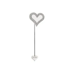 Heart Stick Pin with Diamond Outline, white gold