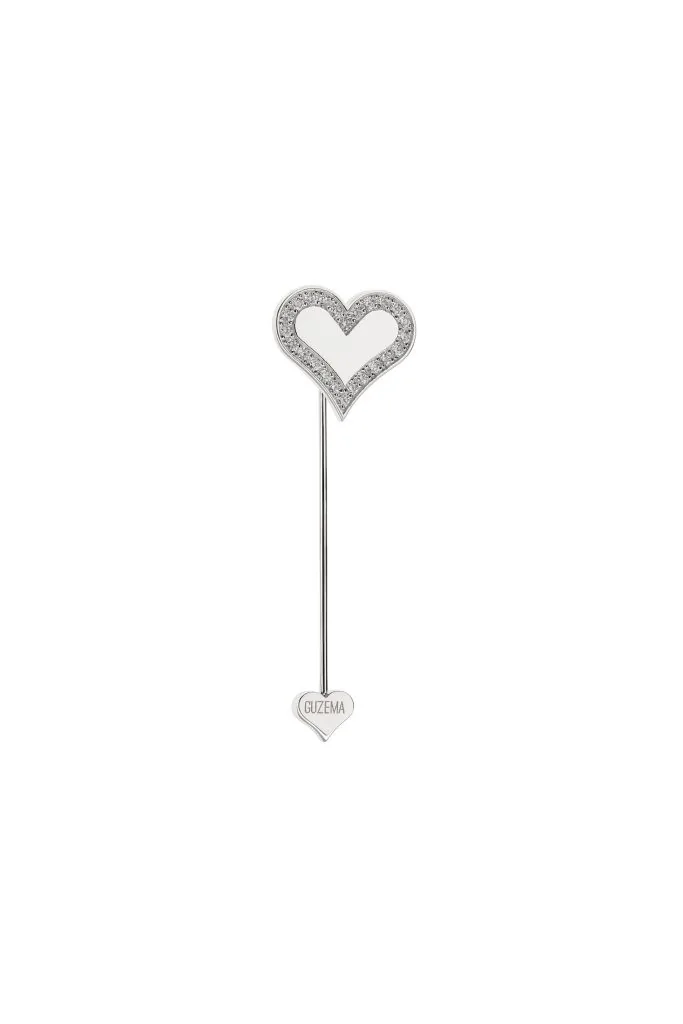 Heart Stick Pin with Diamond Outline