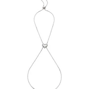 Heart Chain Bracelet with Diamond Outline, white gold