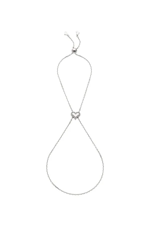 Bracelets Heart Chain Bracelet with Diamond Outline, white gold for everyday elegance
