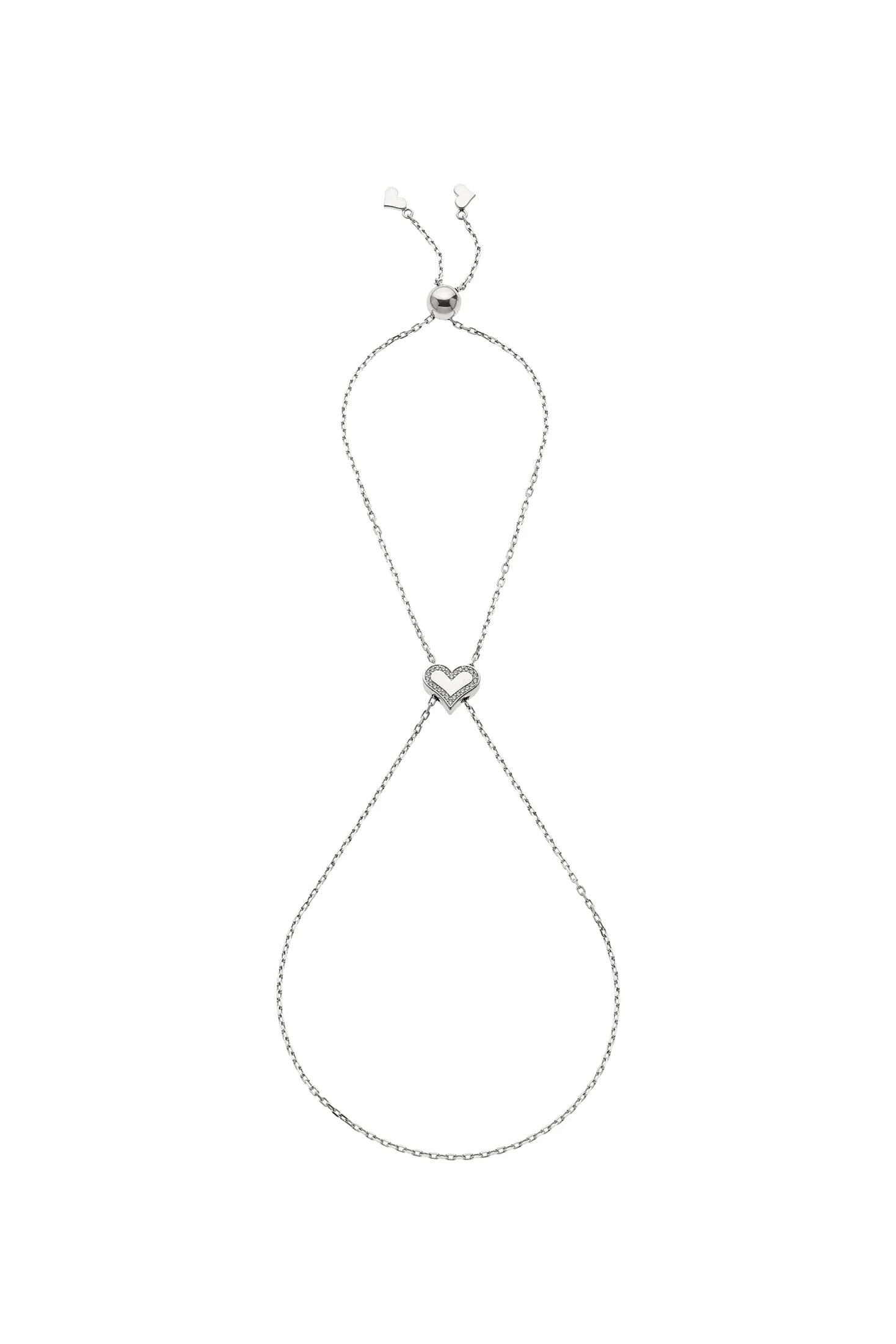 Bracelets Heart Chain Bracelet with Diamond Outline, white gold for everyday elegance