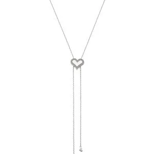Heart Transformer Tie Necklace with Diamond Outline, white gold