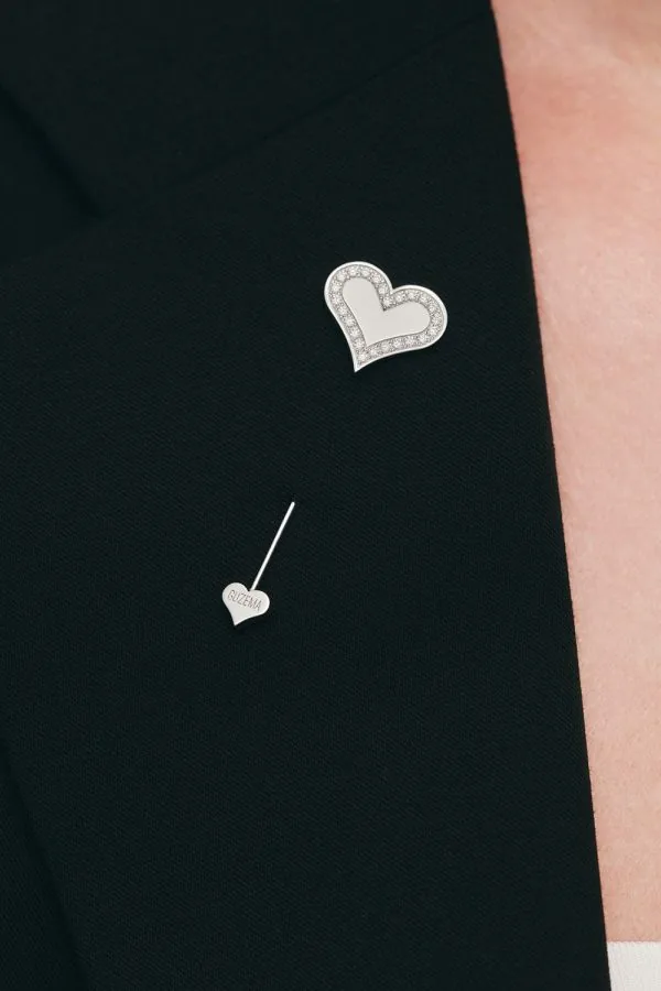 Brooches Heart Stick Pin with Diamond Outline, white gold with unique touch available online
