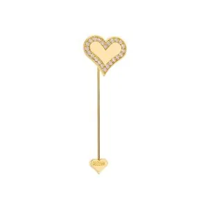 Heart Stick Pin with Diamond Outline, yellow gold