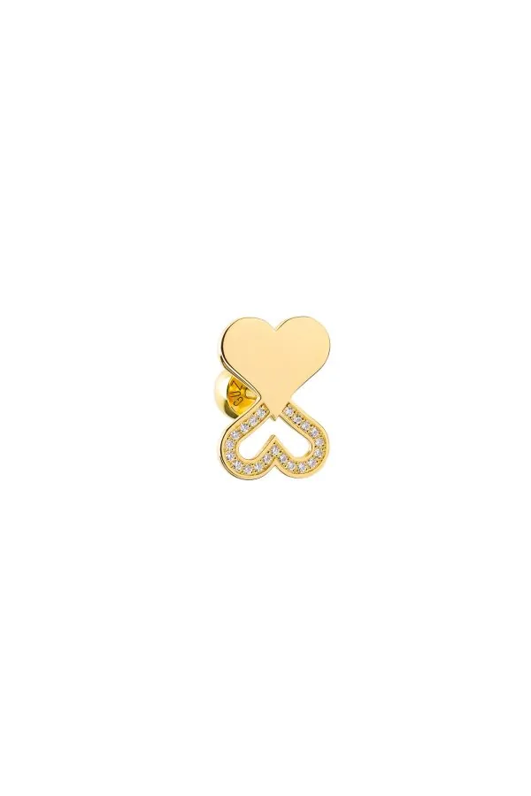 Brooches Duo Heart Brooch with Diamond Outline, yellow gold with unique touch available online