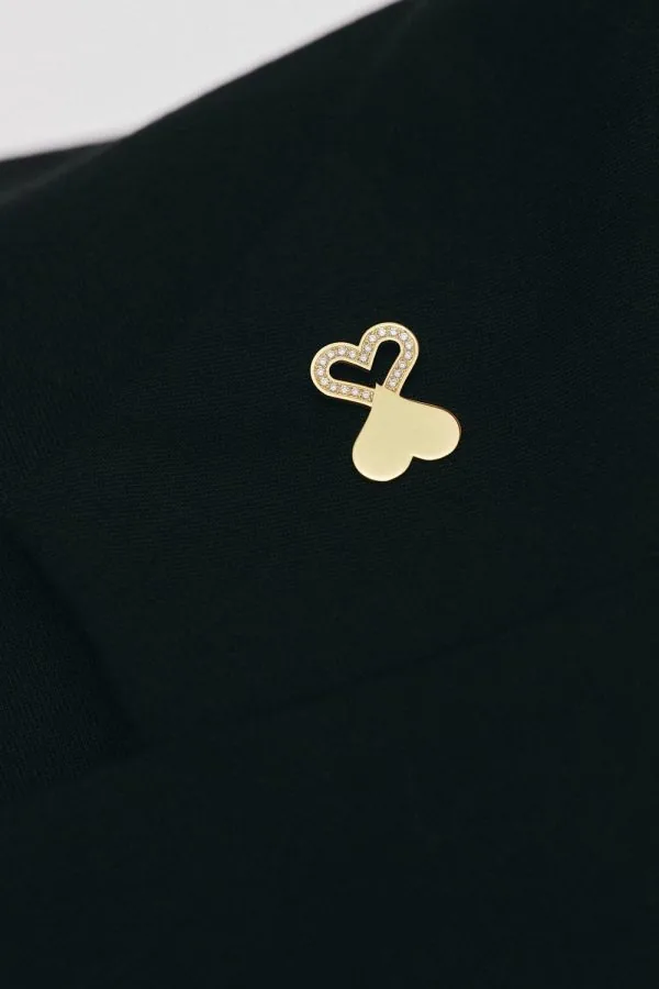 Brooches Duo Heart Brooch with Diamond Outline, yellow gold for personalized elegance